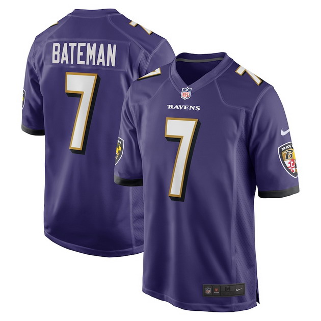 mens nike rashod bateman purple baltimore ravens game player jersey